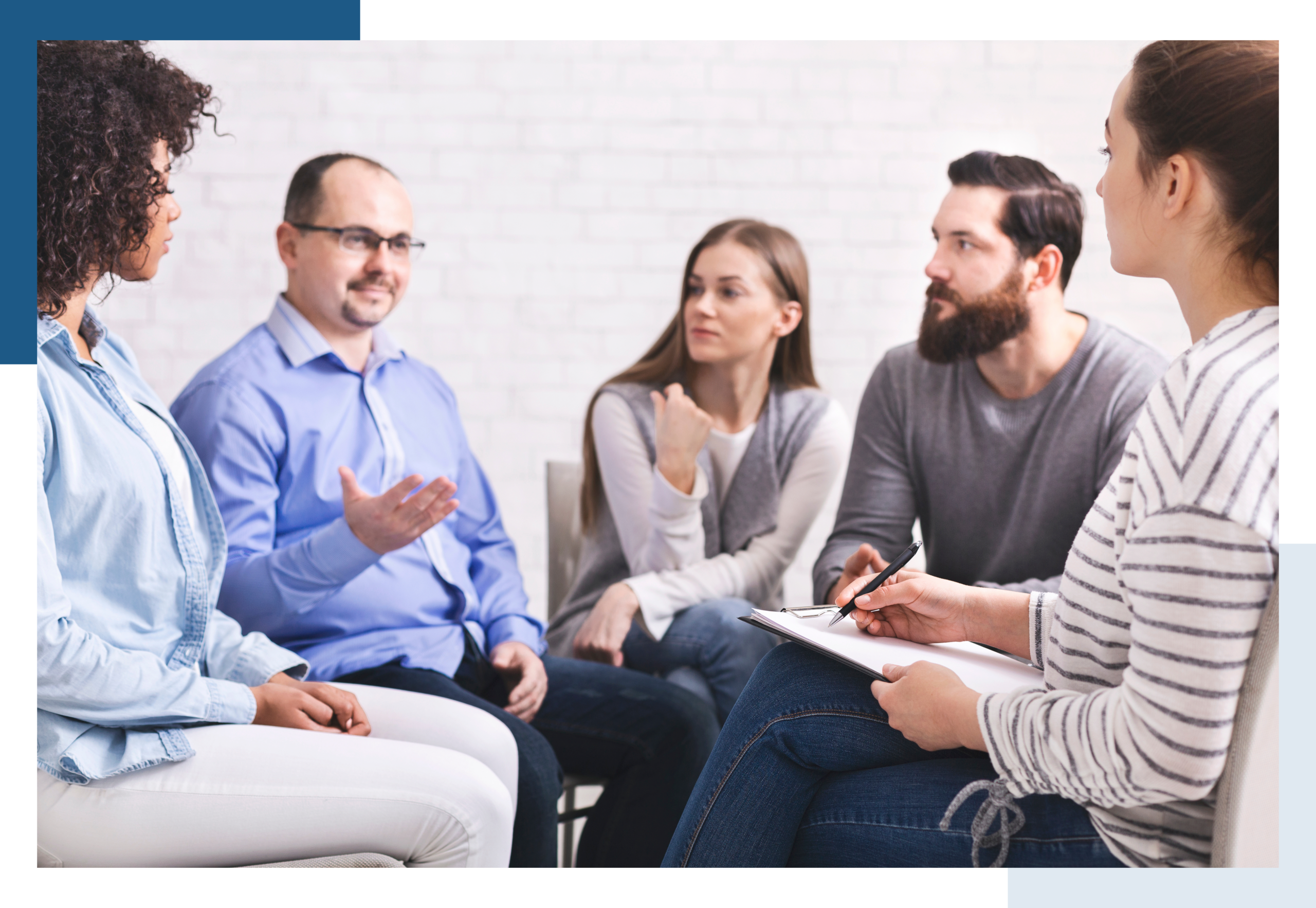 Group people having therapy session