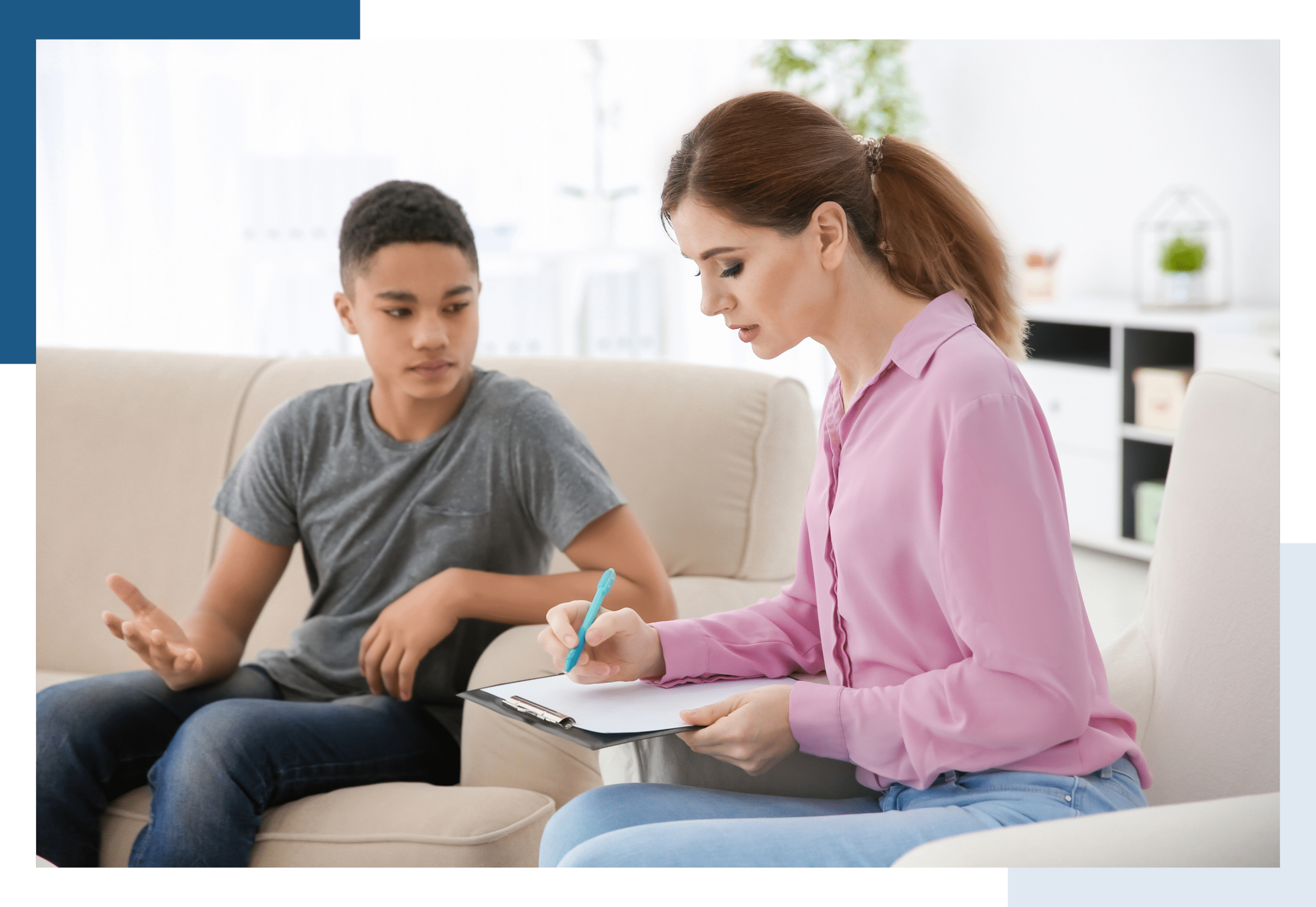 A teenager having a therapy appointment